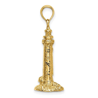 14k Yellow Gold 3-D Fenwick Island Lighthouse, De Pendant