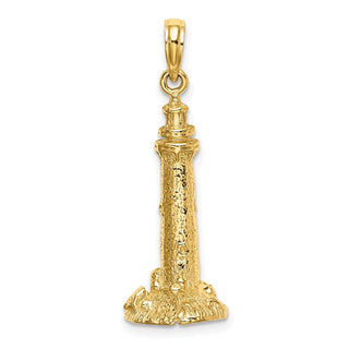 14k Yellow Gold 3-D Fenwick Island Lighthouse, De Pendant