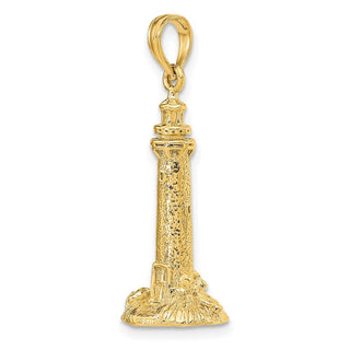 14k Yellow Gold 3-D Fenwick Island Lighthouse, De Pendant