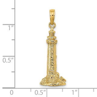 14k Yellow Gold 3-D Fenwick Island Lighthouse, De Pendant