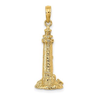 14k Yellow Gold 3-D Fenwick Island Lighthouse, De Pendant