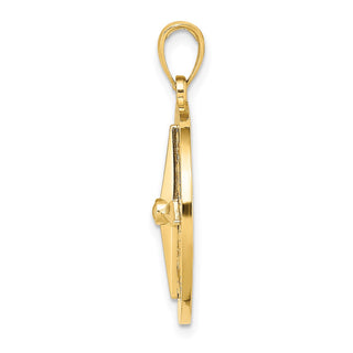 14k Yellow Gold Nautical Compass Pendant K7846