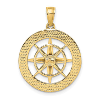 14k Yellow Gold Nautical Compass Pendant K7846