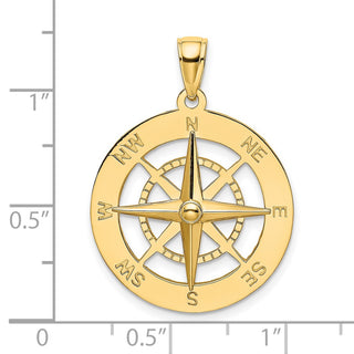 14k Yellow Gold Nautical Compass Pendant K7846