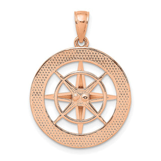 14k Rose Gold Nautical Compass Pendant