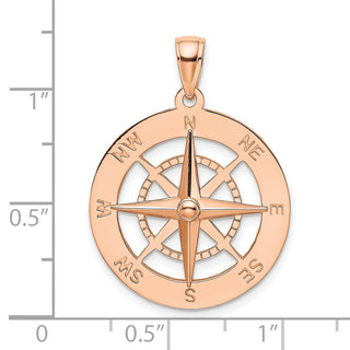 14k Rose Gold Nautical Compass Pendant