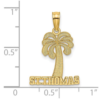 14k Yellow Gold St. Thomas Under Palm Tree Pendant