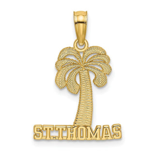 14k Yellow Gold St. Thomas Under Palm Tree Pendant
