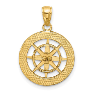 14k Yellow Gold Nautical Compass Pendant K7856