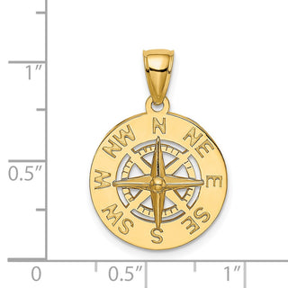 14k Yellow Gold Nautical Compass Pendant K7856