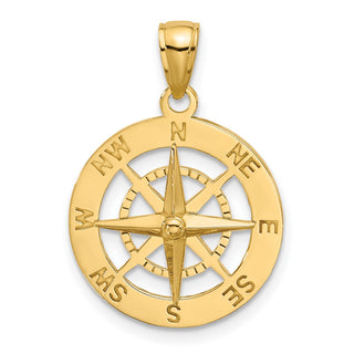14k Yellow Gold Nautical Compass Pendant K7856