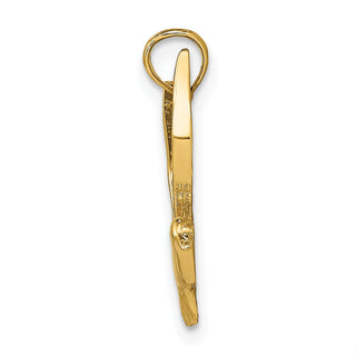 14k Yellow Gold Polished and 2-D Seagull Flying Pendant