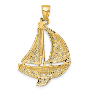14k Yellow Gold 2-D Polished Sailboat Pendant K7875