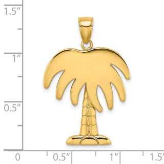 14k Yellow Gold Large Charleston Palm Tree Pendant