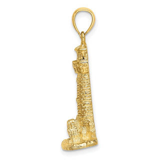 14k Yellow Gold 2-D Assateague Island Lighthouse, Va Pendant
