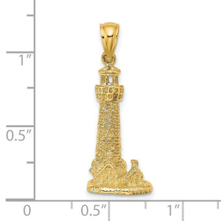 14k Yellow Gold 2-D Assateague Island Lighthouse, Va Pendant