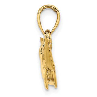 14k Yellow Gold 2-D Polished Dolphin Pendant