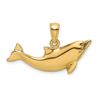 14k Yellow Gold 2-D Polished Dolphin Pendant