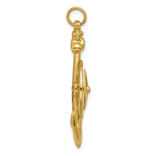 14k Yellow Gold Large Anchor w/Nautical Compass Charm