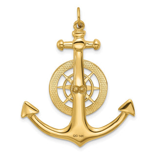 14k Yellow Gold Large Anchor w/Nautical Compass Charm