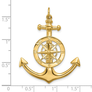 14k Yellow Gold Large Anchor w/Nautical Compass Charm