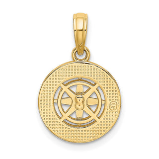 14k Yellow Gold Mini Nautical Compass Pendant
