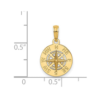 14k Yellow Gold Mini Nautical Compass Pendant