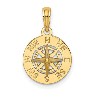 14k Yellow Gold Mini Nautical Compass Pendant