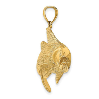 14k Yellow Gold 2-D Textured Red Fish Pendant