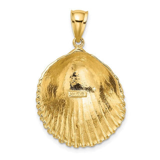 14k Yellow Gold 2-D Textured Scallop Shell Pendant K7900