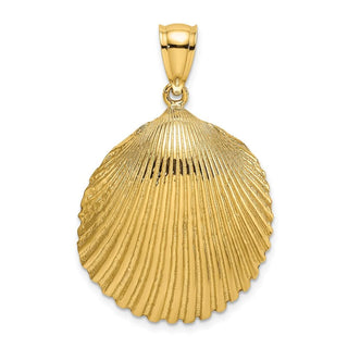 14k Yellow Gold 2-D Textured Scallop Shell Pendant K7900