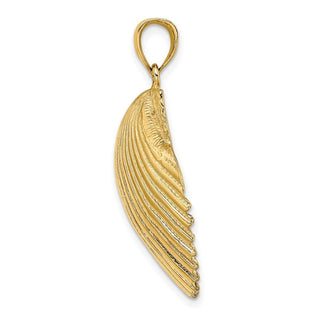 14k Yellow Gold 3-D Textured Scallop Shell Pendant