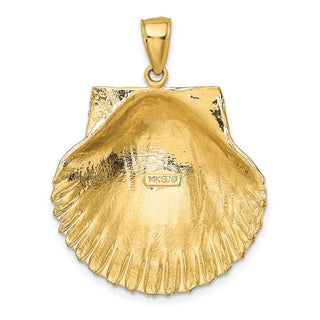 14k Yellow Gold 3-D Textured Scallop Shell Pendant