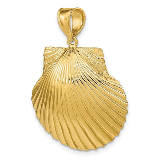 14k Yellow Gold 3-D Textured Scallop Shell Pendant