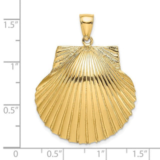 14k Yellow Gold 3-D Textured Scallop Shell Pendant