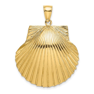 14k Yellow Gold 3-D Textured Scallop Shell Pendant
