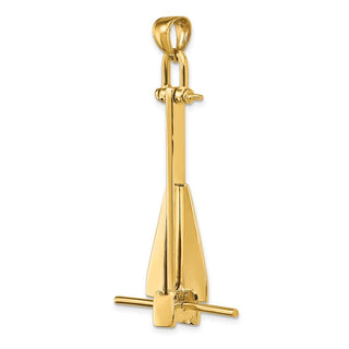 14k Yellow Gold 3-D Moveable Danforth Anchor Pendant