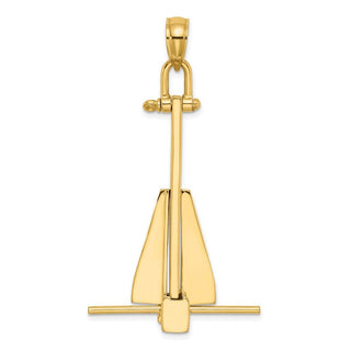 14k Yellow Gold 3-D Moveable Danforth Anchor Pendant