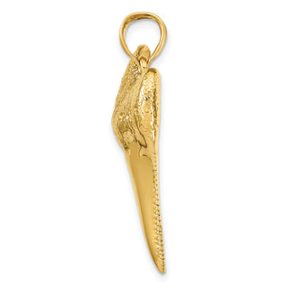 14k Yellow Gold Solid Polished 3-D Shark Tooth Pendant K7917