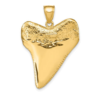14k Yellow Gold Solid Polished 3-D Shark Tooth Pendant K7917