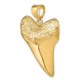 14k Yellow Gold Solid Polished 3-D Shark Tooth Pendant K7917