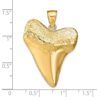 14k Yellow Gold Solid Polished 3-D Shark Tooth Pendant K7917