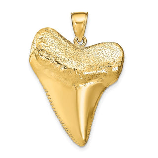 14k Yellow Gold Solid Polished 3-D Shark Tooth Pendant K7917