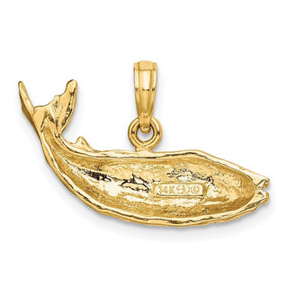 14k Yellow Gold 2-D Humpback Whale Pendant