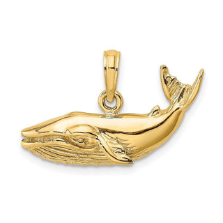 14k Yellow Gold 2-D Humpback Whale Pendant