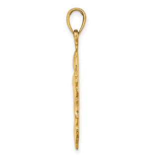 14k Yellow Gold 2-D Polished Double Dolphins Pendant