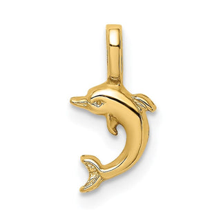 14k Yellow Gold Mini Jumping Dolphin w/ Fixed Bail Charm