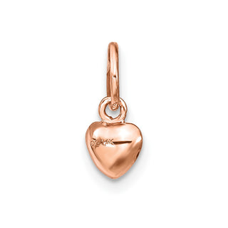 14k Rose Gold Rose Polished 3-D Puffed Heart Charm K794