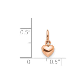 14k Rose Gold Rose Polished 3-D Puffed Heart Charm K794
