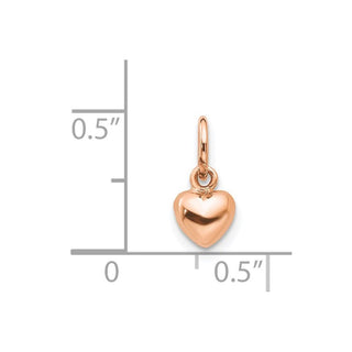 14k Rose Gold Rose Polished 3-D Puffed Heart Charm K794